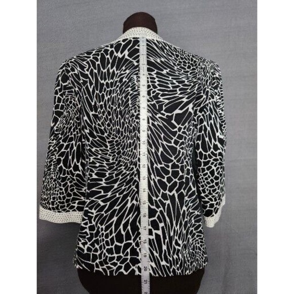 Chicos‎ Black & White Abstract Floral Print Jacket Button Cotton Cardigan Sz 0 S - Picture 5 of 10